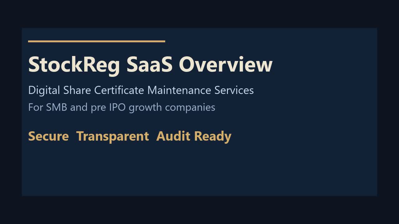 StockReg feature walkthrough video